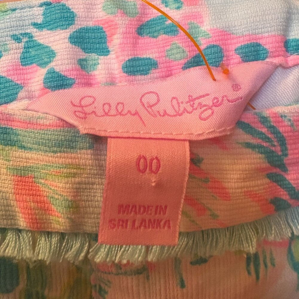 Lilly Pulitzer Adie Shorts 00 Seasalt Blue On Paradise Side Zip Resort - Picture 3 of 3